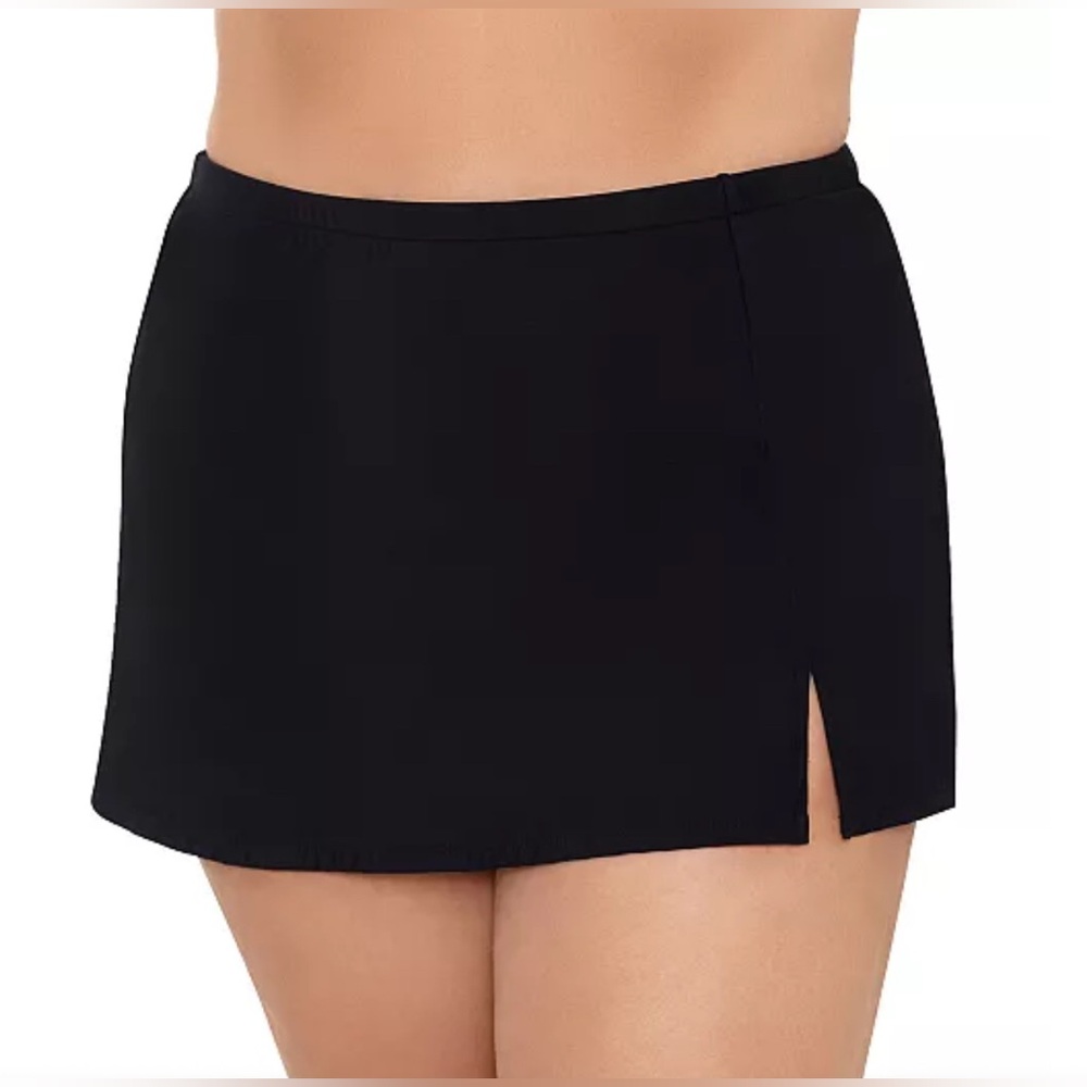 Swim Solutions Plus Size Swim Skirt Black Swim Skirt with Side Slit   20W    NWT